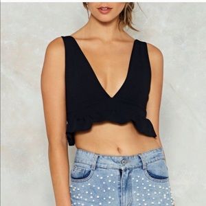Ruffle plunge crop top